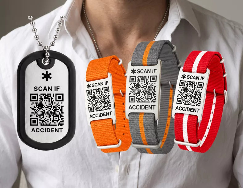 Feuille d'autocollants QR code orange pour aide secours en cas de chute, instructions en français